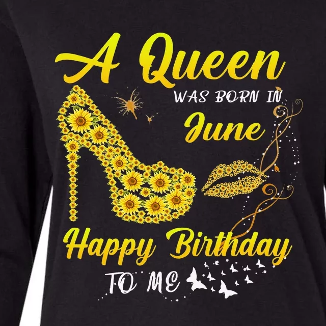 Queen was born in June Funny Sunflower Birthday Gifts Womens Cotton Relaxed Long Sleeve T-Shirt