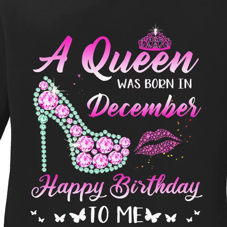 Queen was born in December Cute Funny Happy Birthday Gifts Ladies Long Sleeve Shirt