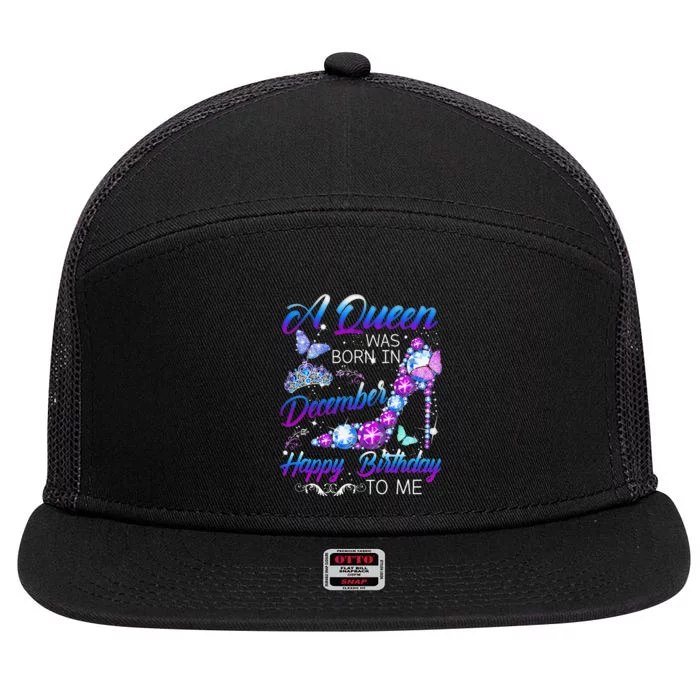 Queen Was Born In December Happy Birthday To Me Diamond 7 Panel Mesh Trucker Snapback Hat