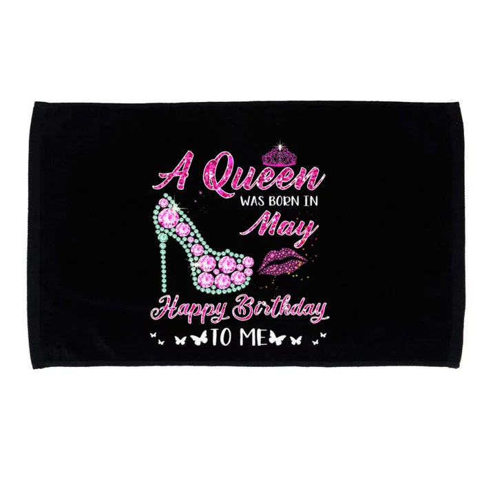 Queen was born in May Cute Funny Happy Birthday Gifts Microfiber Hand Towel