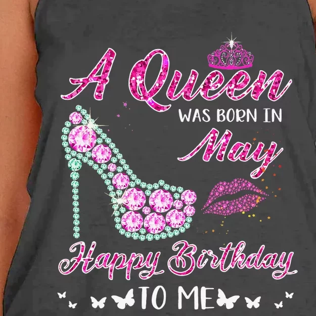 Queen was born in May Cute Funny Happy Birthday Gifts Women's Knotted Racerback Tank