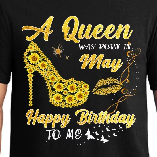 Queen was born in May Funny Sunflower Birthday Gifts Pajama Set