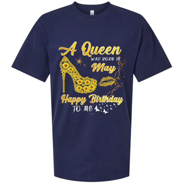 Queen was born in May Funny Sunflower Birthday Gifts Sueded Cloud Jersey T-Shirt