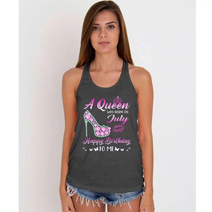 Queen Was Born In July Cute Funny Happy Birthday Gifts Women's Knotted Racerback Tank