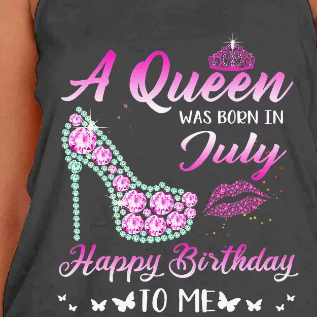 Queen Was Born In July Cute Funny Happy Birthday Gifts Women's Knotted Racerback Tank