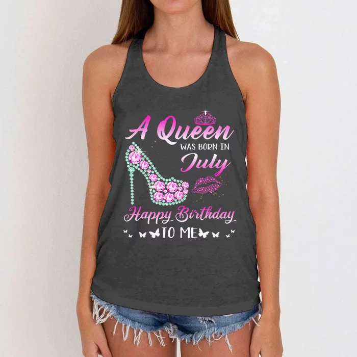 Queen Was Born In July Cute Funny Happy Birthday Gifts Women's Knotted Racerback Tank