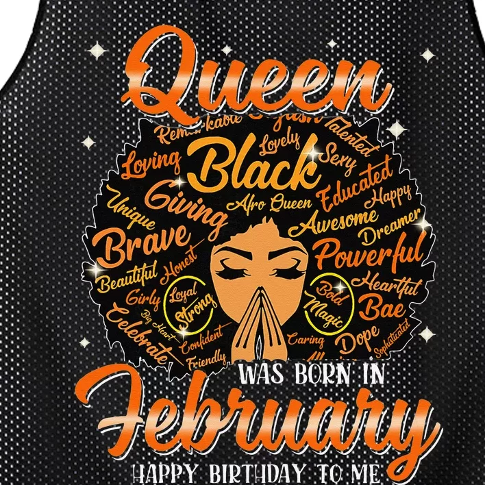 Queen Was Born In February Black History Birthday Juneteenth Mesh Reversible Basketball Jersey Tank