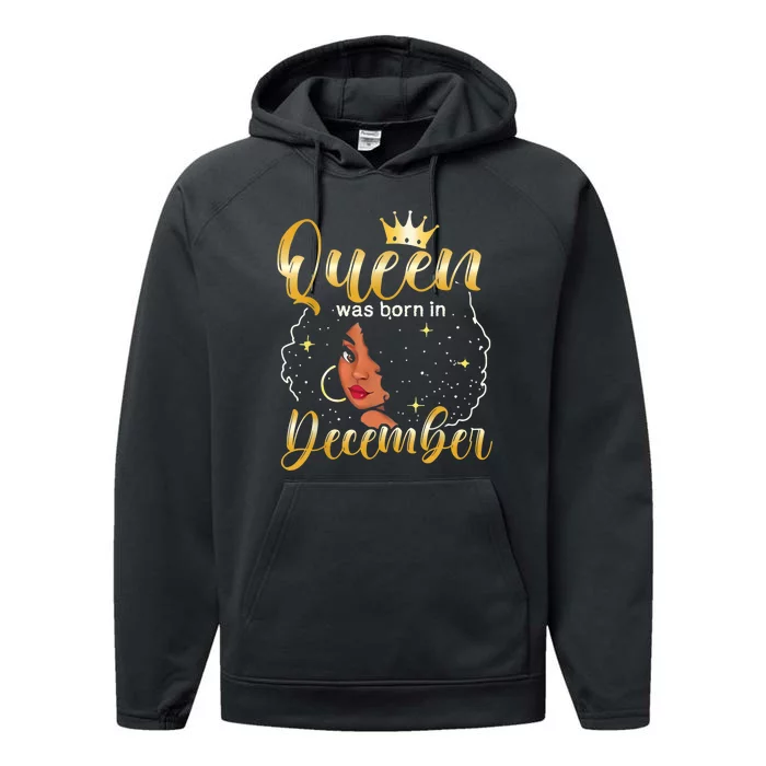 Queen Was Born In December Shirt Girls December Birthday Performance Fleece Hoodie