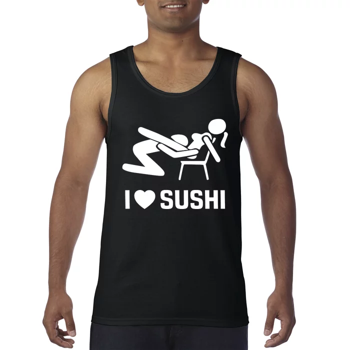 Quinnbenet Wearing I Love Sushi Sex Witz Joke Japan Tank Top