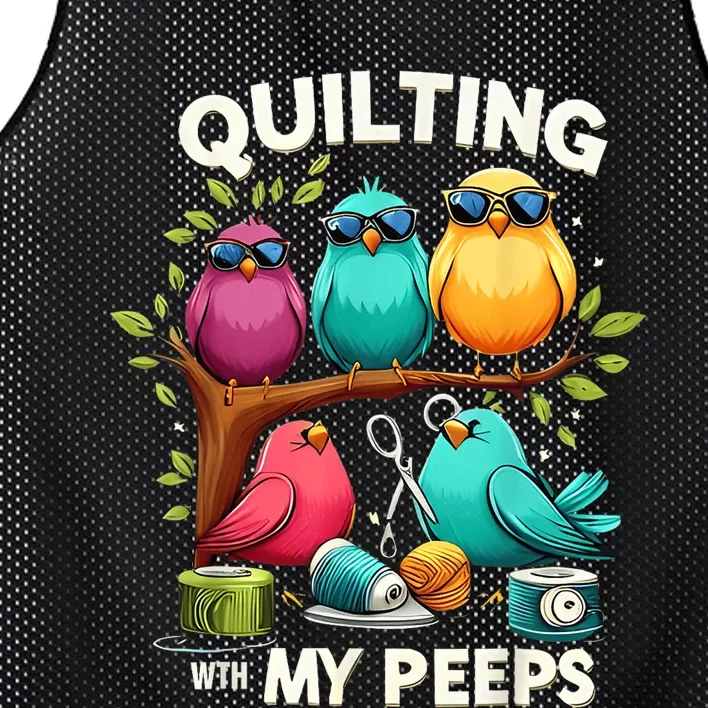 Quilting With My Peeps Funny Quilting Gift Mesh Reversible Basketball Jersey Tank