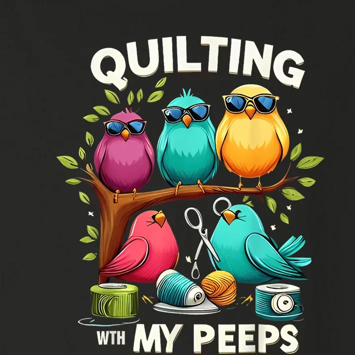 Quilting With My Peeps Funny Quilting Gift Toddler Long Sleeve Shirt