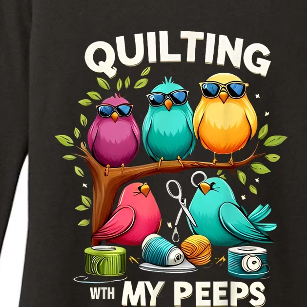 Quilting With My Peeps Funny Quilting Gift Womens CVC Long Sleeve Shirt