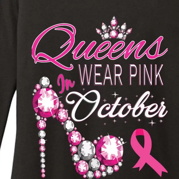 Queens Wear Pink In October Breast Cancer Awareness Womens CVC Long Sleeve Shirt