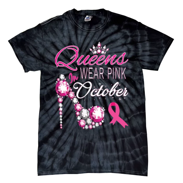 Queens Wear Pink In October Breast Cancer Awareness Tie-Dye T-Shirt