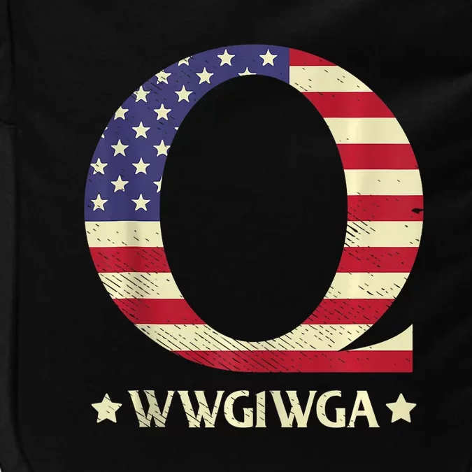 QAnon WWG1WGA Q Anon Great Awakening MAGA USA Flag Design Impact Tech Backpack