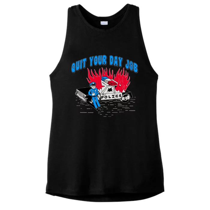 Quit Your Day Job Funny Police Humor Ladies Tri-Blend Wicking Tank