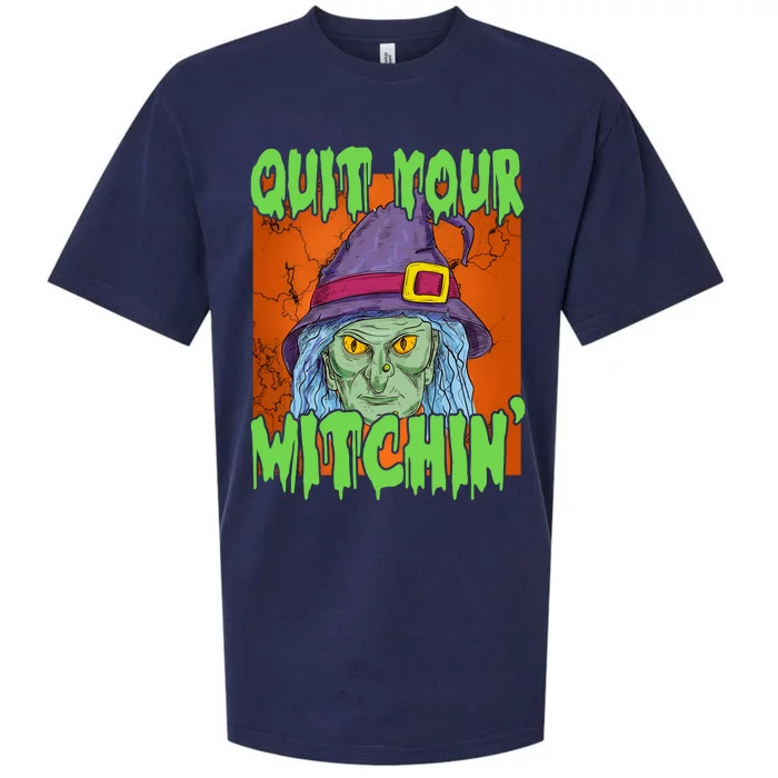 Quit Your Witchin Spooky Halloween Sueded Cloud Jersey T-Shirt