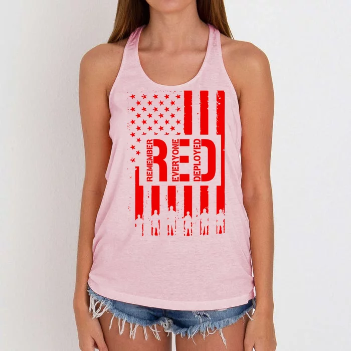 R.E.D Remember Everyone Deployed Red Friday Flag Women's Knotted Racerback Tank