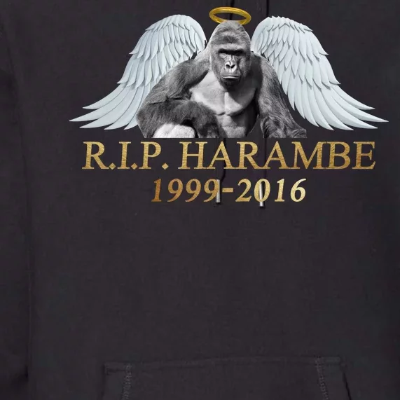 R.I.P. Harambe Our Angel In Heaven 1999-2016 Premium Hoodie