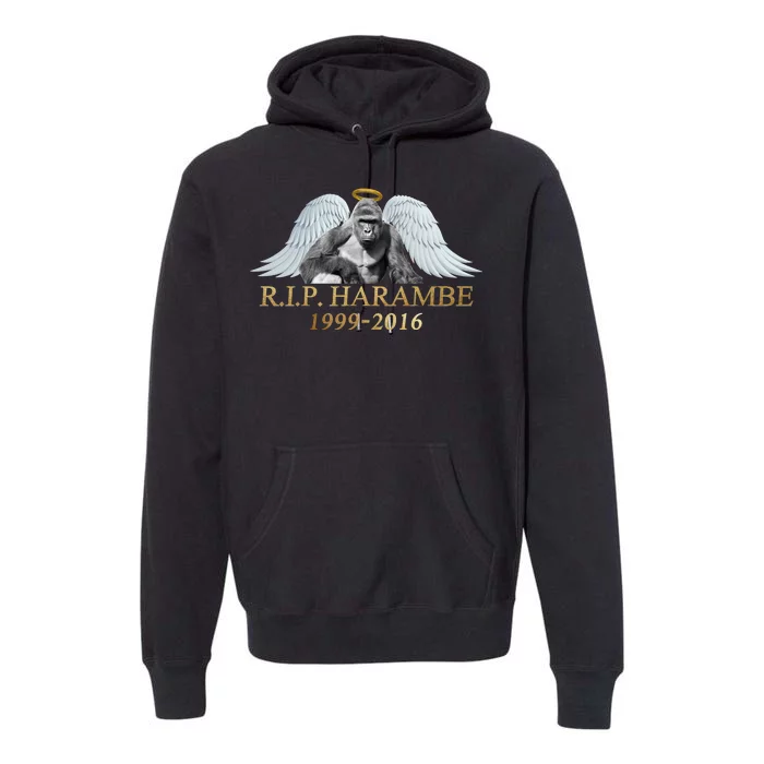 R.I.P. Harambe Our Angel In Heaven 1999-2016 Premium Hoodie