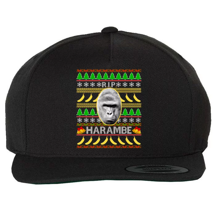 R.I.P. Harambe RIP Gorilla Ugly Christmas Sweater Design Wool Snapback Cap