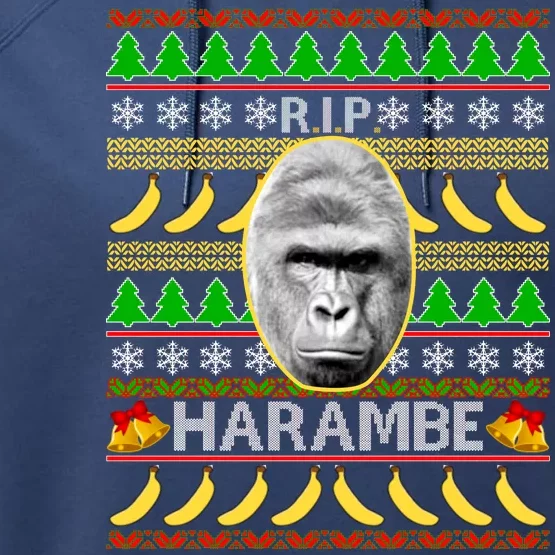 R.I.P. Harambe RIP Gorilla Ugly Christmas Sweater Design Performance Fleece Hoodie