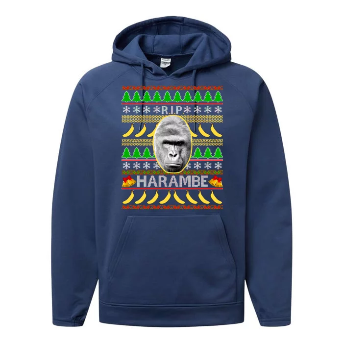 R.I.P. Harambe RIP Gorilla Ugly Christmas Sweater Design Performance Fleece Hoodie