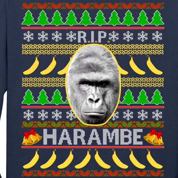 R.I.P. Harambe RIP Gorilla Ugly Christmas Sweater Design Tall Long Sleeve T-Shirt