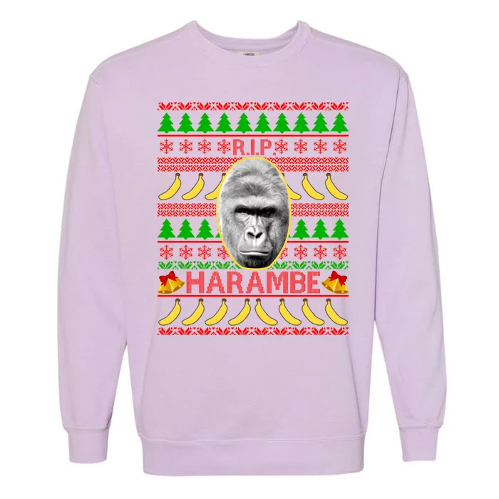 R.I.P. Harambe RIP Gorilla Ugly Christmas Sweater Design Garment-Dyed Sweatshirt