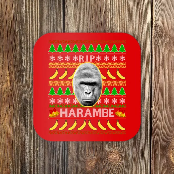 R.I.P. Harambe RIP Gorilla Ugly Christmas Sweater Design Coaster