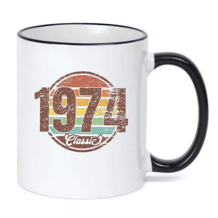 Retro 1974 50th Birthday Black Color Changing Mug