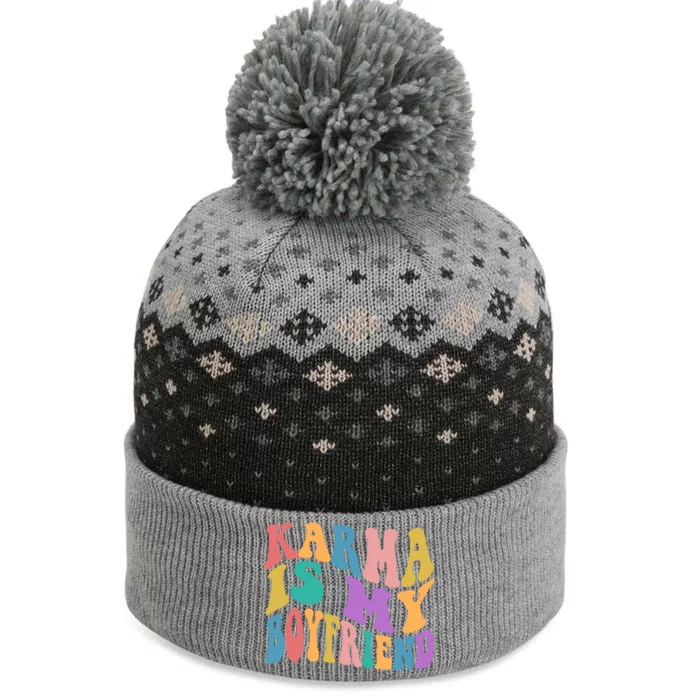 Retro 1960s 70s Karma Is My Boyfriend The Baniff Cuffed Pom Beanie