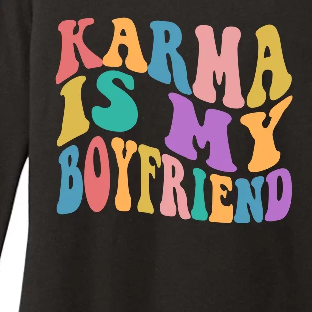 Retro 1960s 70s Karma Is My Boyfriend Womens CVC Long Sleeve Shirt