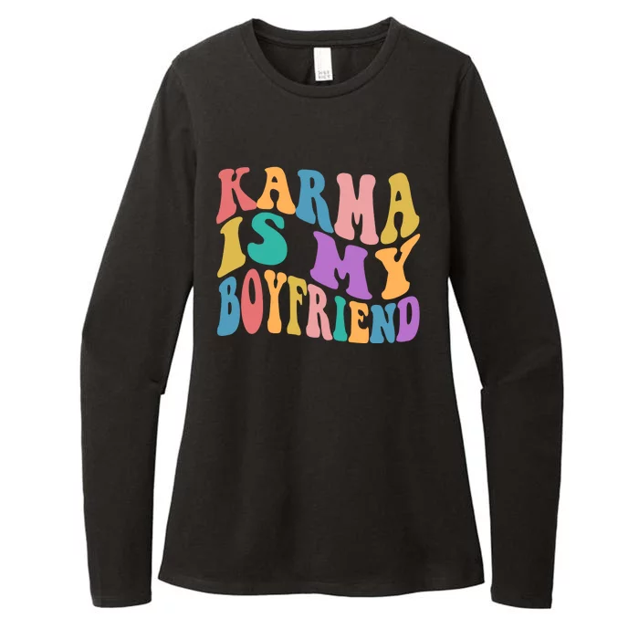 Retro 1960s 70s Karma Is My Boyfriend Womens CVC Long Sleeve Shirt