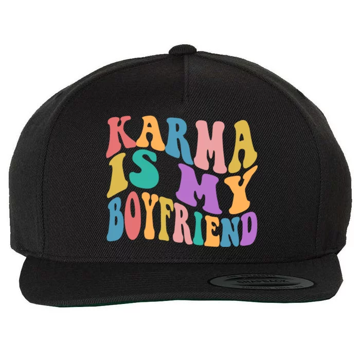 Retro 1960s 70s Karma Is My Boyfriend Wool Snapback Cap