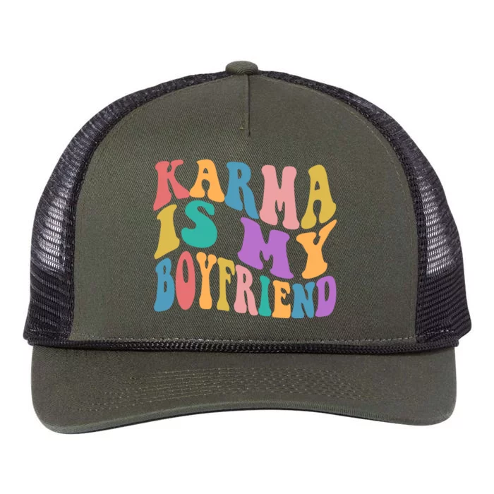 Retro 1960s 70s Karma Is My Boyfriend Retro Rope Trucker Hat Cap