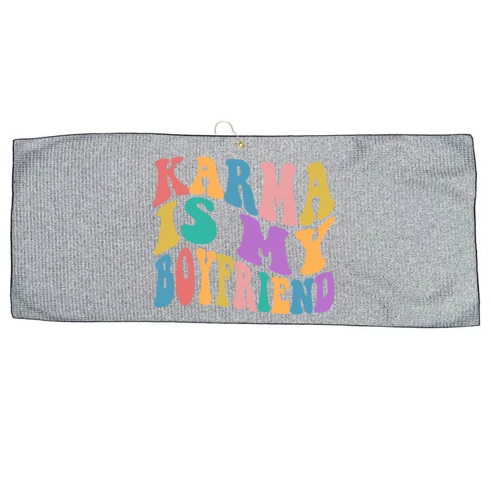 Retro 1960s 70s Karma Is My Boyfriend Large Microfiber Waffle Golf Towel