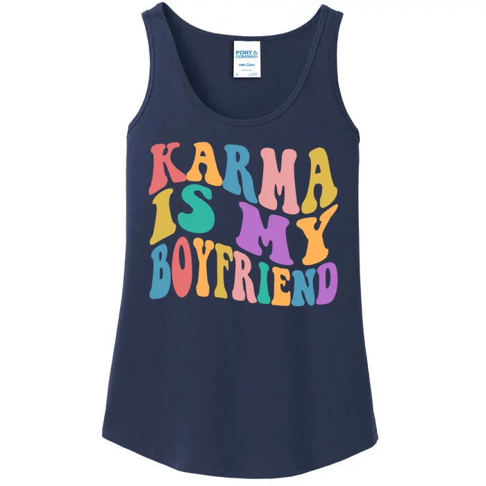 Retro 1960s 70s Karma Is My Boyfriend Ladies Essential Tank