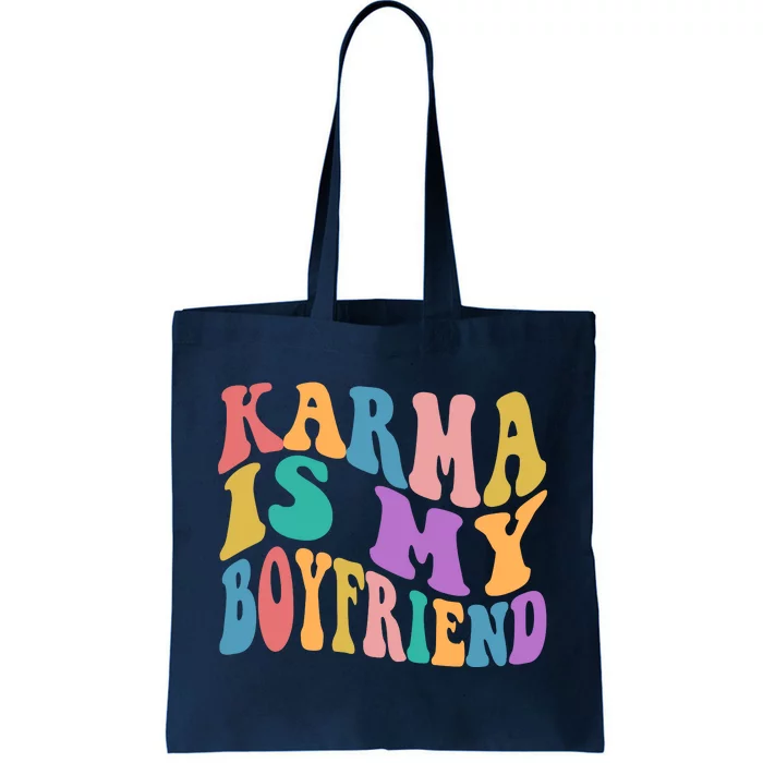 Retro 1960s 70s Karma Is My Boyfriend Tote Bag