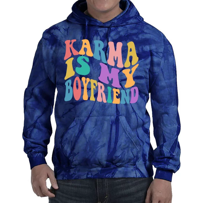 Retro 1960s 70s Karma Is My Boyfriend Tie Dye Hoodie