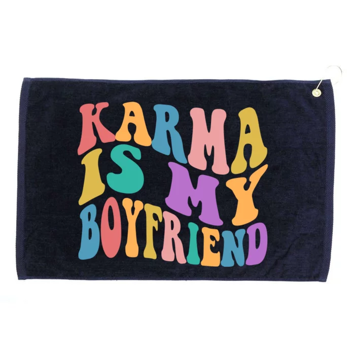 Retro 1960s 70s Karma Is My Boyfriend Grommeted Golf Towel