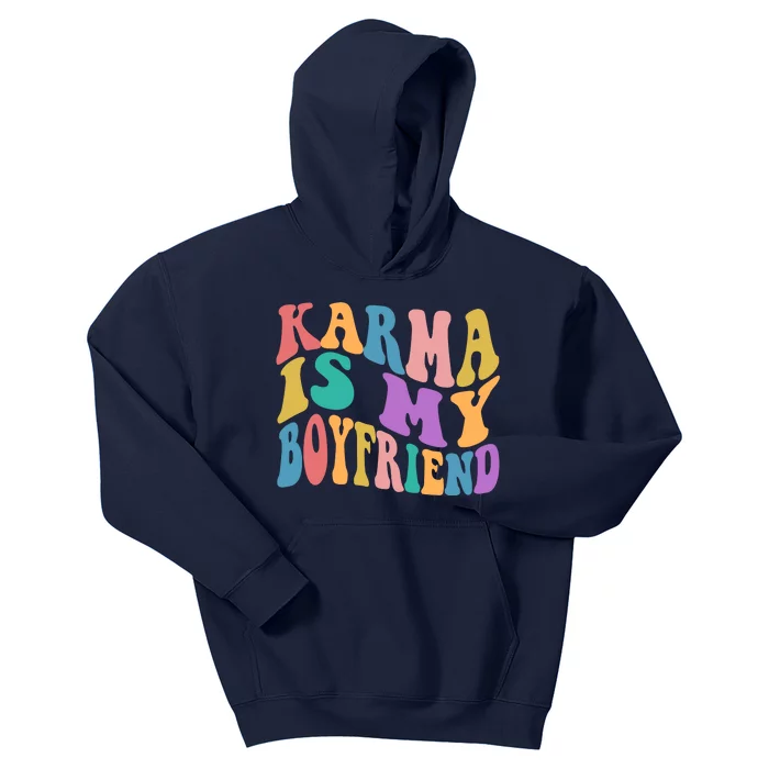 Retro 1960s 70s Karma Is My Boyfriend Kids Hoodie