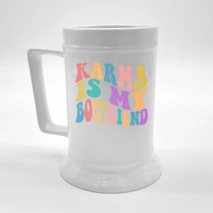 Retro 1960s 70s Karma Is My Boyfriend Front & Back Beer Stein