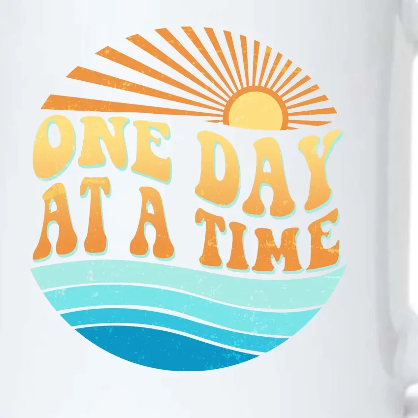 Retro 1960s 70s One Day At A Time Mental Health Awareness Black Color Changing Mug