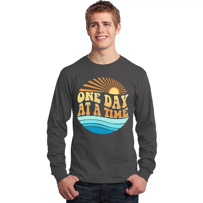 Retro 1960s 70s One Day At A Time Mental Health Awareness Long Sleeve Shirt