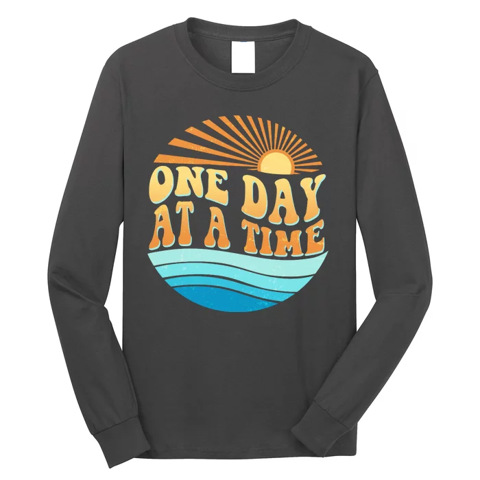 Retro 1960s 70s One Day At A Time Mental Health Awareness Long Sleeve Shirt