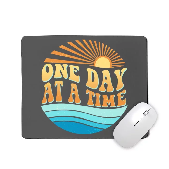 Retro 1960s 70s One Day At A Time Mental Health Awareness Mousepad