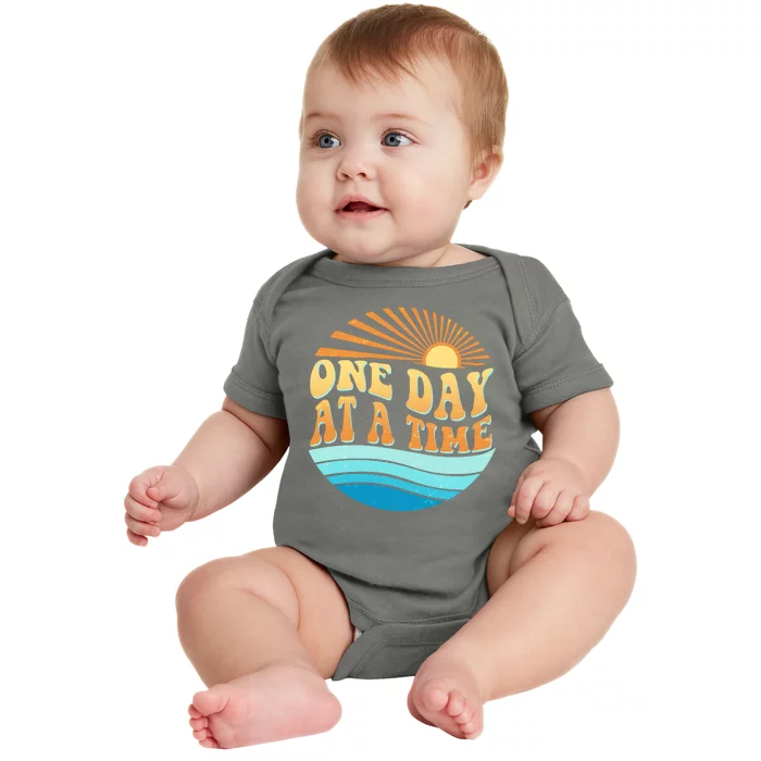 Retro 1960s 70s One Day At A Time Mental Health Awareness Baby Bodysuit