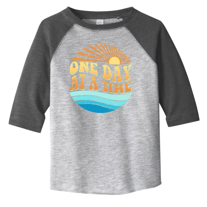 Retro 1960s 70s One Day At A Time Mental Health Awareness Toddler Fine Jersey T-Shirt