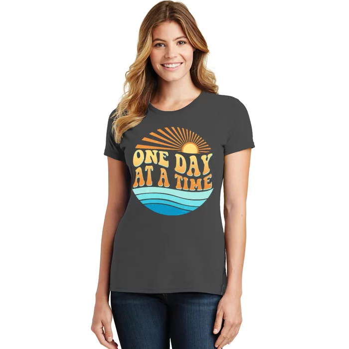 Retro 1960s 70s One Day At A Time Mental Health Awareness Women's T-Shirt